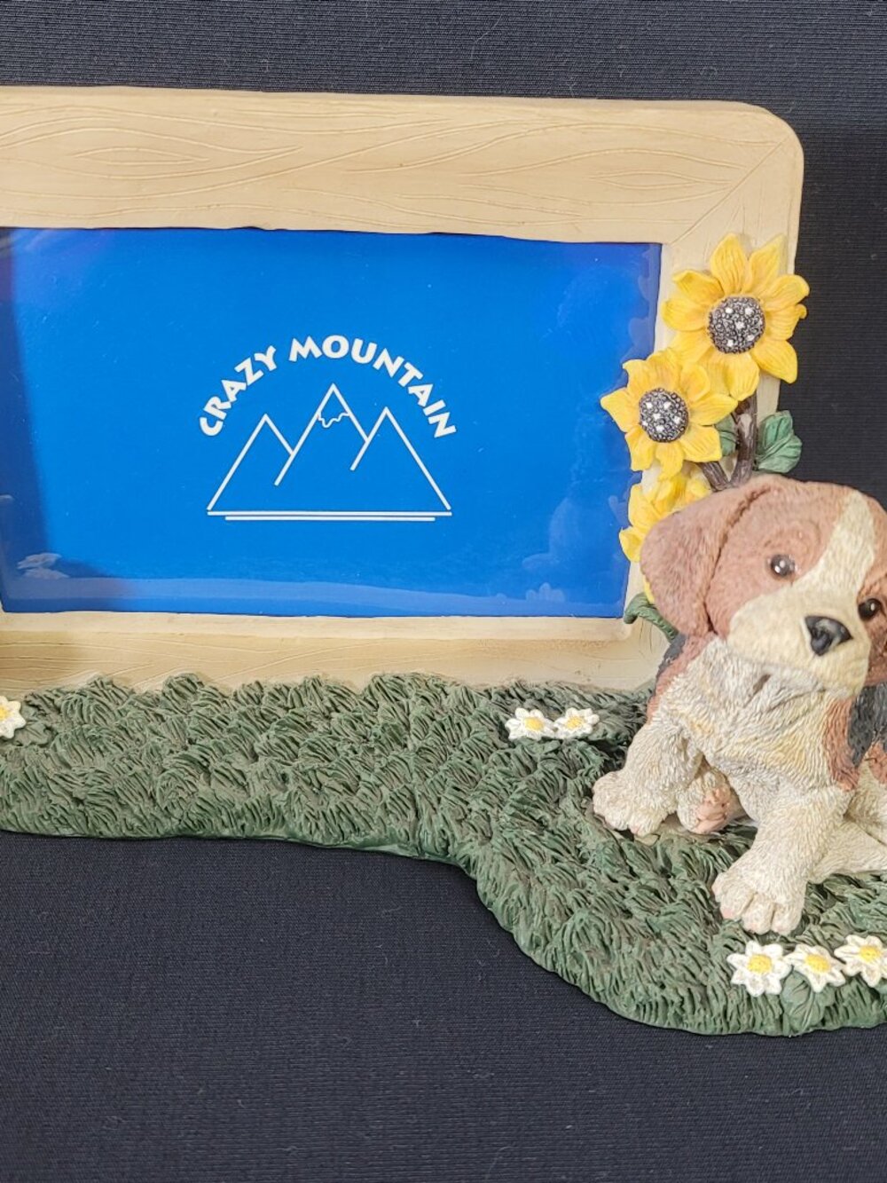 Crazy Mountain Puppy Dog Picture Frame Sunflowers Daisies 3D PKD 800